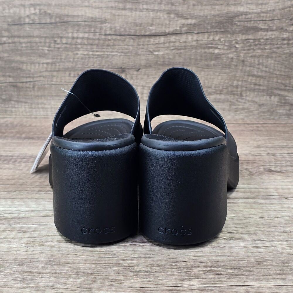 Crocs Brooklyn Slide Heel Women's Size 10 Black Platform Shoes NEW - Picture 4 of 9